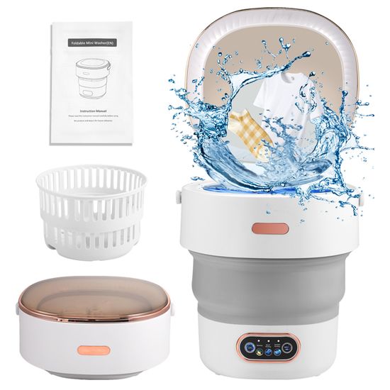 Mini Machine à Laver De Camping 14L Avec Essoreuse - 3 Modes Pour Sous-Vêtements, Vêtements Bébé Et Voyage