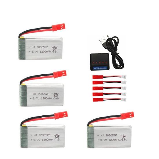 5 Batteries Lipo 3.7V 180mAh + Chargeur USB Pour Drone A20/A20W