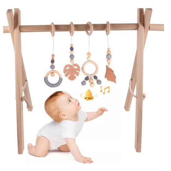 Gadpiparty - Jouets Suspendus En Bois Pour Bébé - 4 Pièces Gym Pliable - Décoration Chambre Bébé - Cadeau Naissance