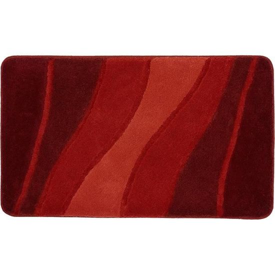 Tapis De Bain Océan Meusch 80x150 Cm - Design Vague, Poils Doux, Antidérapant, Pour Salle De Bain (couleur Ardoise)