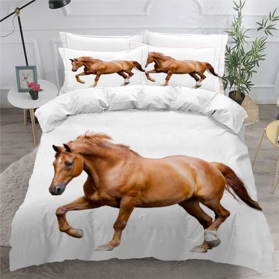 Housse de couette - 220x240cm 3D, Animal Cheval Imprimé - Multicolore