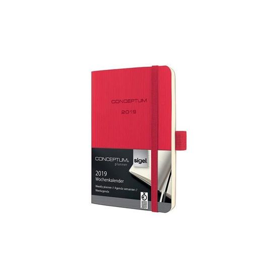 Sigel C1935 Conceptum Agenda semainier 2019 couverture souple 9,3 x 14 cm Rouge 