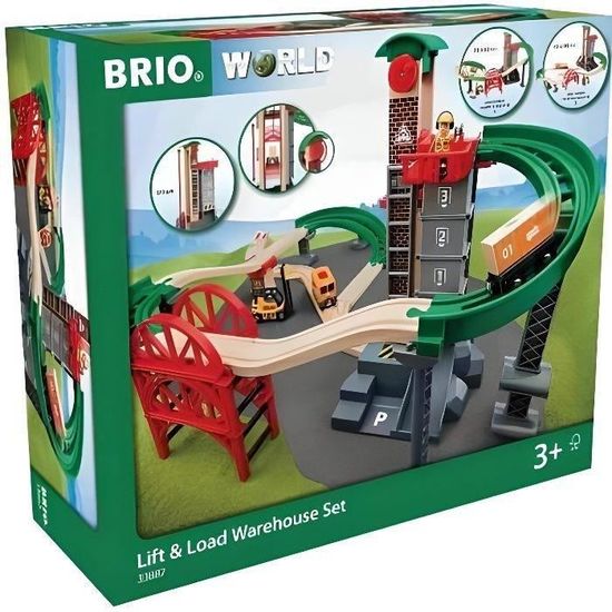 Circuit Train Bois BRIO 22 Pièces - Avec Pont - Jouet éducatif Dès 3 Ans - Compatible Autres Marques