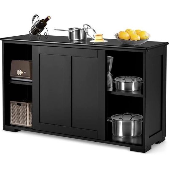 Meuble Rangement Cuisine GOPLUS 100x88cm - 2 Portes Coulissantes Style Industriel