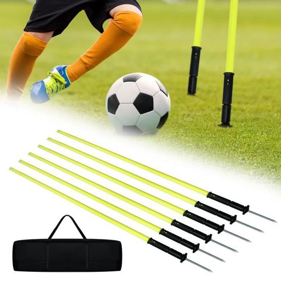 Kit D’entraînement Football Complet – 6 Barres Slalom, échelle 6m Avec 12 échelons, 12 Cônes, Corde à Sauter, Parachute Résistance, Sac Transport