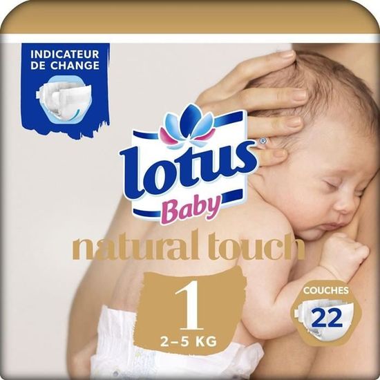 LOT DE 3 - LOTUS BABY : Naturel Touch - Couches taille 1 (2-5 kg) 22 couches