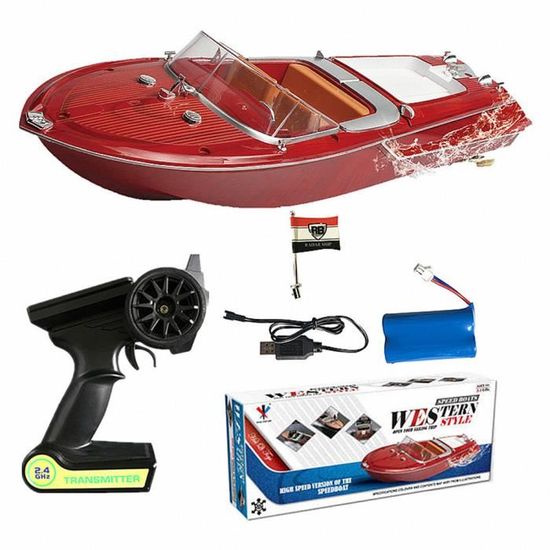 Bateau Télécommandé électrique 25 Km/h – étanche, 2.4 GHz, Multi-modes, LED – Pour Piscine Ou Lac – Modèle TR2008