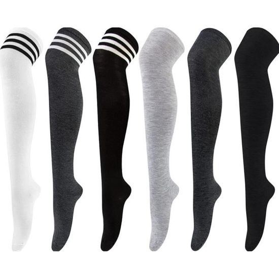 Chaussettes Hautes Femme Extra Longues - Montant Cuisse/genou - Taille élastique Jusqu'à 29 Cm - Mélange Polycoton