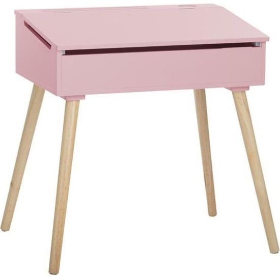Pupitre d'écolière simple pour enfant coloris rose - L.63,5 x l.45,5 x H.62,4 cm