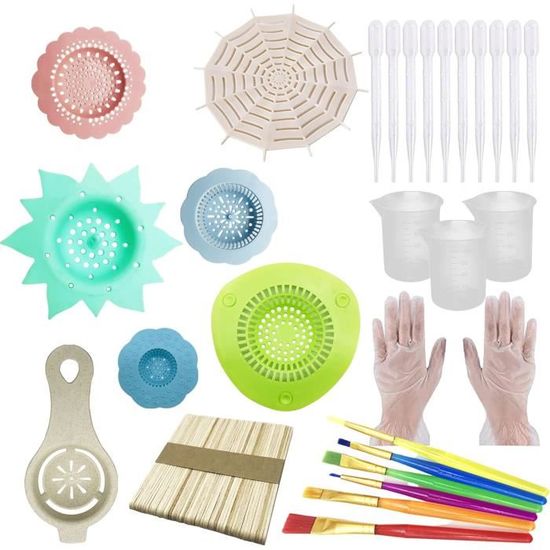 Kit 35 Pièces Pour Paint Pouring - Crépines Acrylique, Cups, Bâtons - Art Fluid DIY