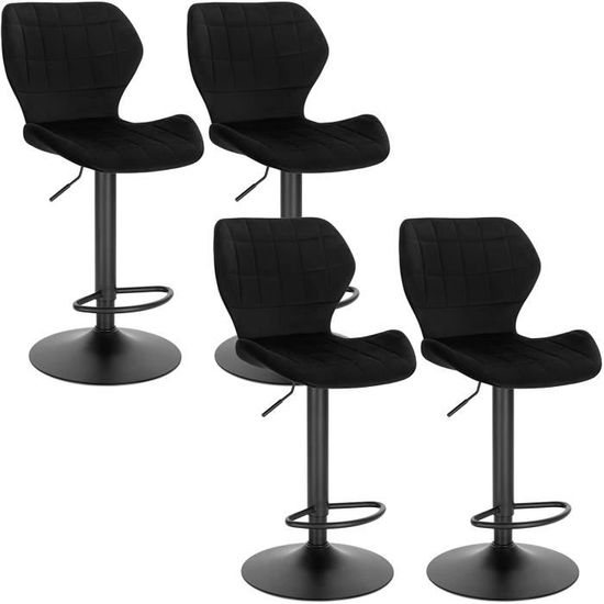 Lot De 4 Tabourets De Bar WOLTU, Tabouret En Acier Chromé Et Similicuir Reglable En Hauteur Et Pivotantenoir 85332674 Lot De 4 Tabourets De Bar WOLTU, Tabouret En Acier Chromé Et Similicuir Reglable En Hauteur Et Pivotantenoir 85332674