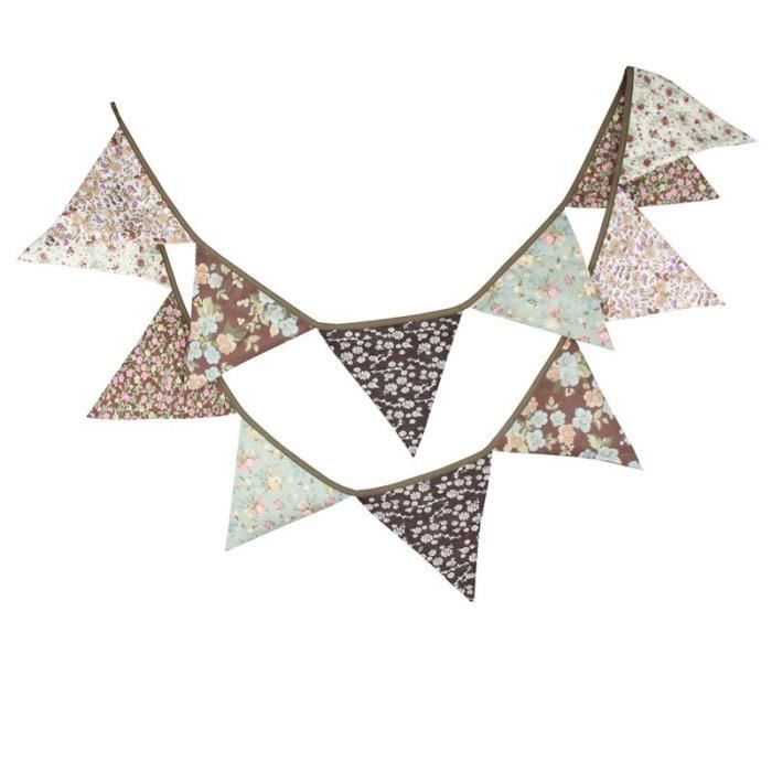 Guirlande Fanions Tissu Fraise Clarke & Clarke – 12x15 Cm, 8 Drapeaux, Coton Doublé