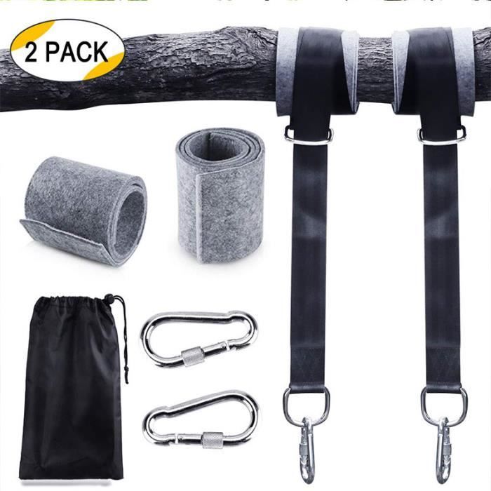 Hamac sangles, Sangle Balancoire Suspendu 2x150CM Ultra Résistant avec D-Ring et Coussin Plus épais