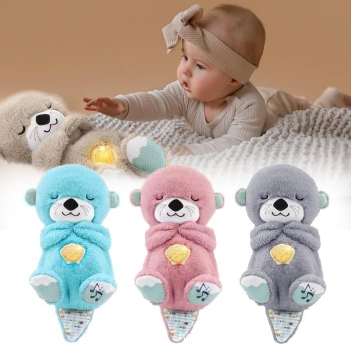3pcs Loutre Veilleuse Peluche BéBé, Ma Loutre Câlins Bonne Nuit Doudou Loutre Qui Respire
