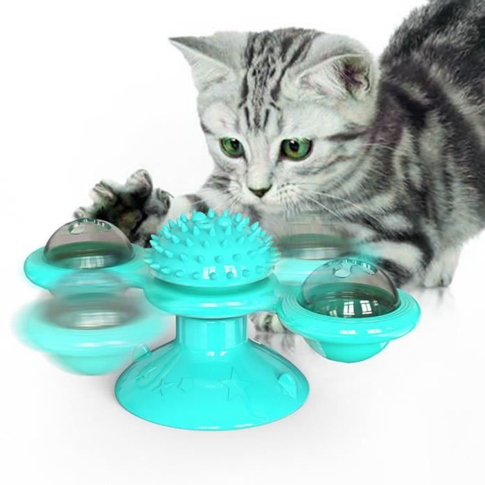 Moulin à vent jouet pour chat plateau tournant taquineries jouet pour animaux de compagnie gratter chatouiller chats brosse à