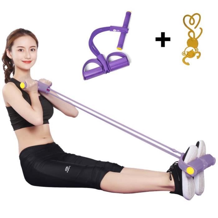 Yoga Bande de Résistance Élastique 4-Tube Élastique Sit Up Pull Corde avec Pédale de Pied Équipement d'Exerciseur Abdominal