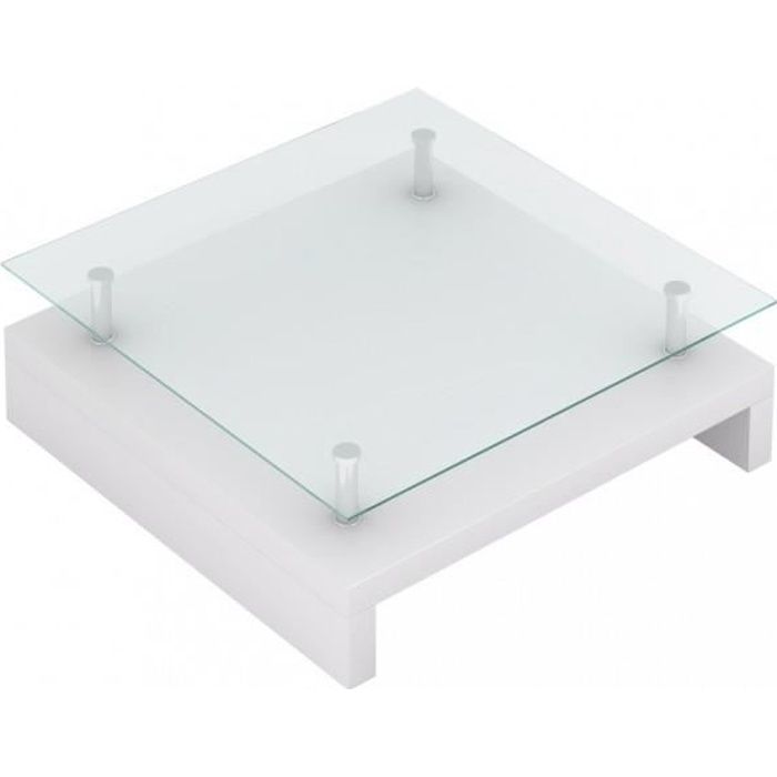 Tables basses Table basse de salon carree verre blanc laque