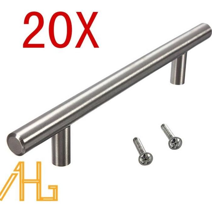 20PCS Placard Cuisine Poignée Porte T Barre Poignée De Guidon Chrome 128/200mm