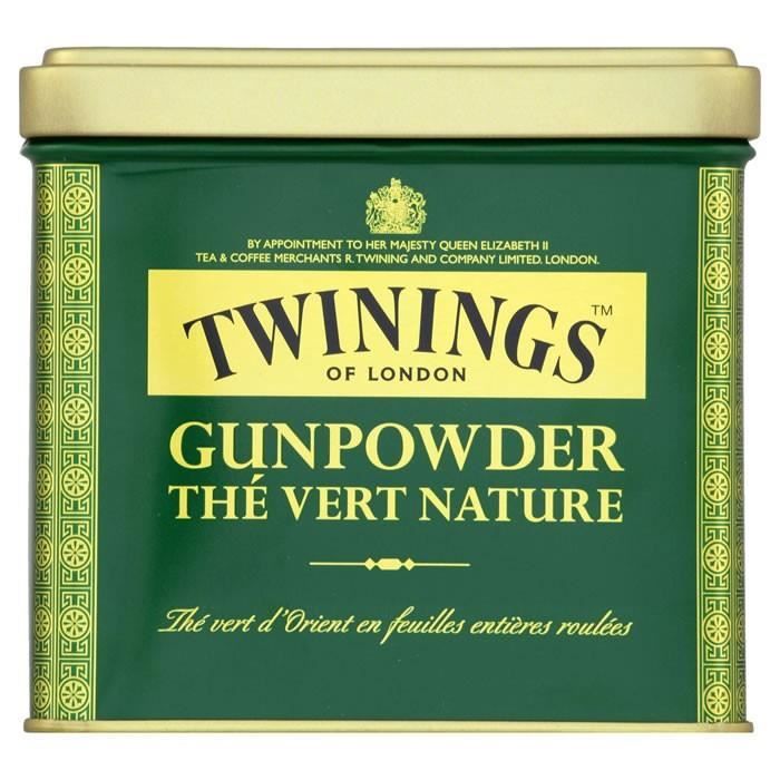 LOT DE 12 - TWININGS Gunpowder - Thé vert nature en vrac 200 g