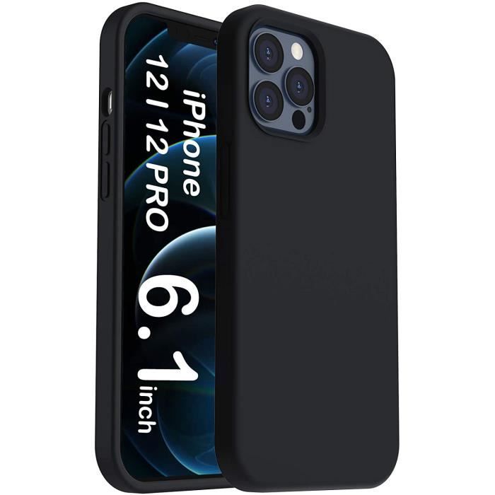 Coque en Silicone pour iPhone 12，Noir
