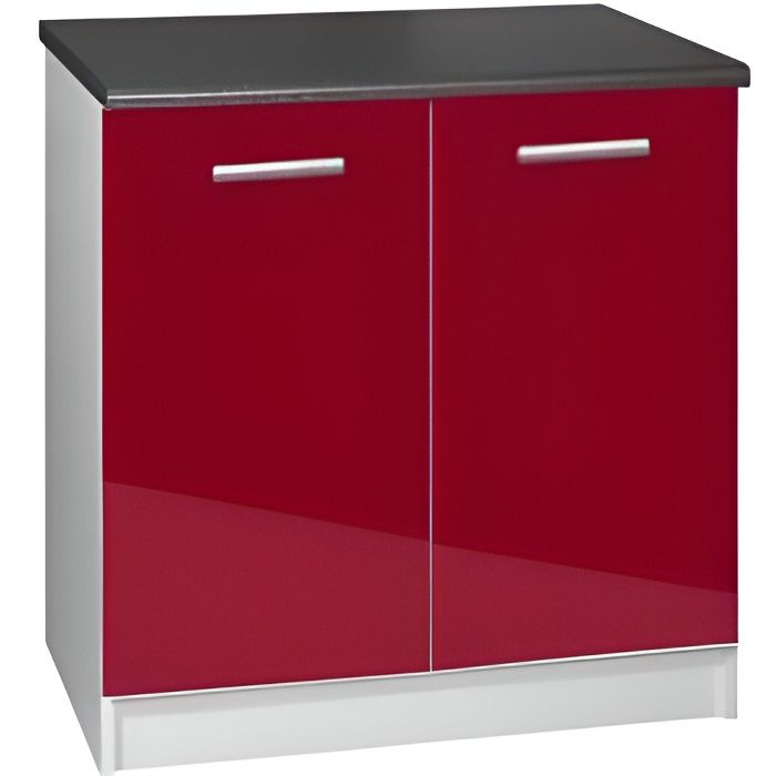 Meuble cuisine bas 80 cm 2 portes TARA bordeaux