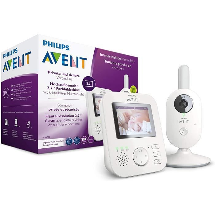 Surveillance bebe Philips AVENT Babyphone videacuteo SCD83326 Eacutecran Couleur 27 Mode Eco Fonction interphone BlancGris91