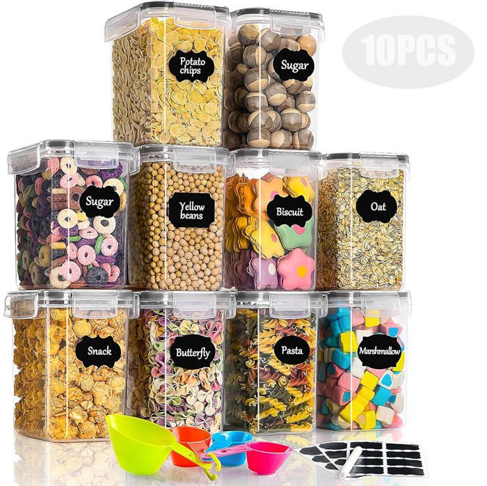 Ensemble de 10 pièces de boîte de rangement de cuisine de 1,6 L, pot de nourriture en plastique scellé avec couvercle