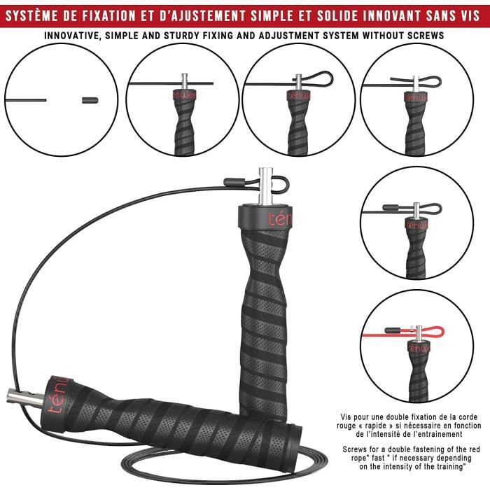 Corde agrave sauter crossfit - reglable - Jump rope - homme femme pour fitness boxe - Pack complet - skipping rope - Avec 1 co