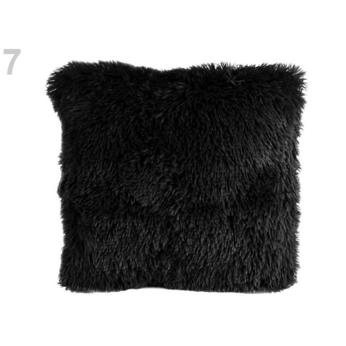 1pc Noir Floue Fourrure Housse De Coussin 40x40cm, Couvre, D'ameublement Et D'accessoires, De Décorations