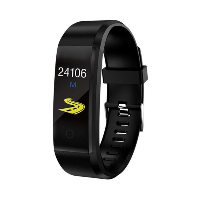 Montre connectée,Bracelet intelligent Sport santé Bracelet fréquence cardiaque tension artérielle Bracelet intelligent - Type Black