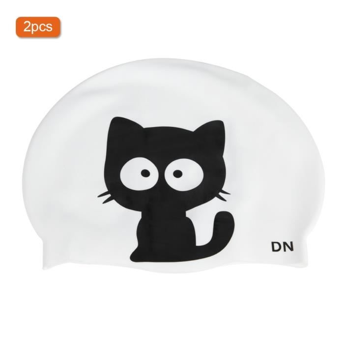 EBTOOLS bonnet de bain unisexe 2pcs bonnet de bain en silicone motif dessin animé unisexe pour enfants (chat)