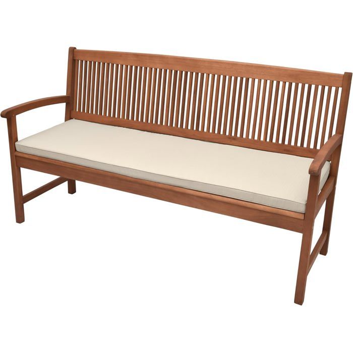 Beautissu Coussin banc Base BK 100x48x5cm Nature - Jardin, terrasse, balcon - balancelle - (Banc non inclus)