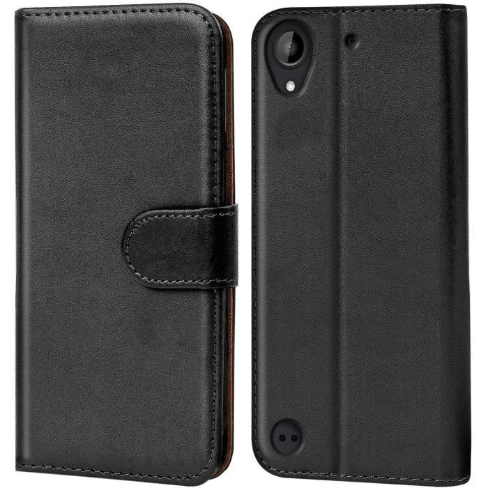 Coque HTC Desire 530, Housse Portefeuille Desire 530 Etui en Cuir Synthétique Fonction Stand Case, NoirV