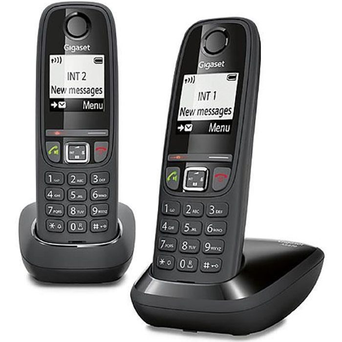 Gigaset AS470 Duo Noir - Téléphone DECT - Pack Duo