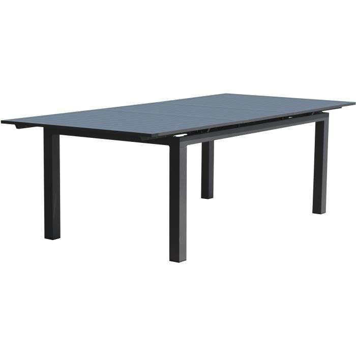DCB GARDEN Table Miami en aluminium avec rallonge automatique - 240-300 x 100 cm - Gris anthracite