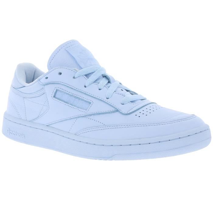Reebok Classic Club C 85 ELM Baskets en cuir véritable bleues pour homme avec semelle intercalaire en EVA