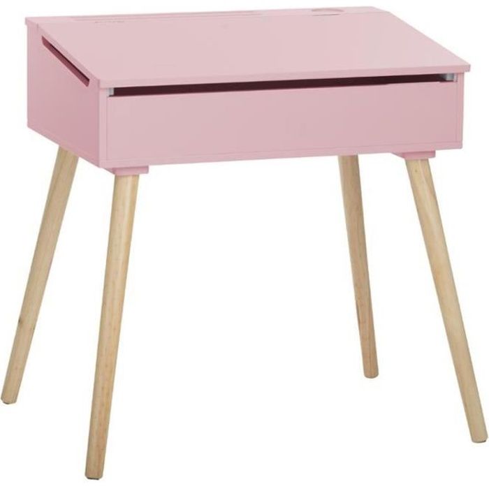 Pupitre d'écolière simple pour enfant coloris rose - L.63,5 x l.45,5 x H.62,4 cm