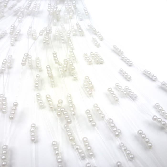 Attache cheveux cérémonie chute de perles 12 tiges - blanc - RC002800