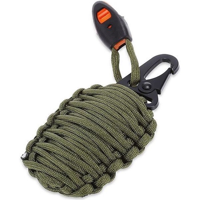 SHOP-STORY - Grenade de Survie - kit de 21 Pièces avec Mousqueton EDC - Vert