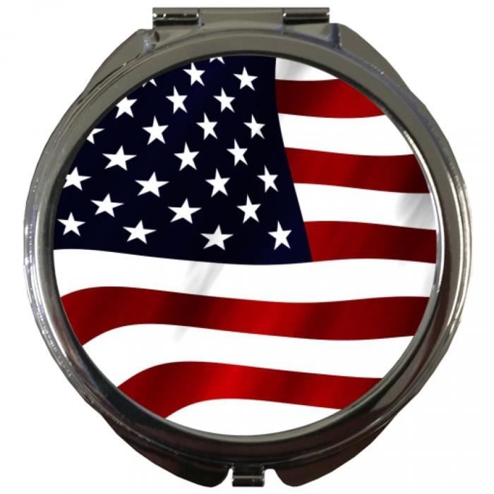 Miroir de Poche Rond - Usa Nous Amérique Drapeau Américain z-s