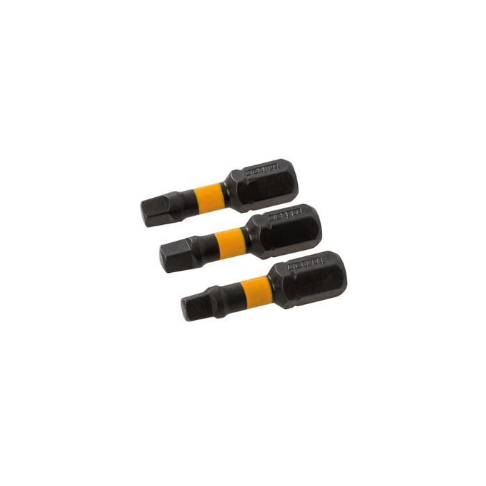 Lot de 3 embouts de vissage impact carrés SQ3 - L. 25 x Q. 6,35 mm - 801335 - Triton