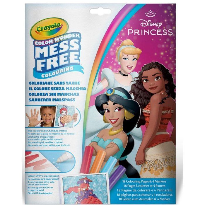 Crayola C de Coloriage pour Enfants 4 Feutres de Couleurs Anti Taches et 18 Pages de Coloriage Édition Princesses Disney - Âge Conseillé Partir de 3 Ans