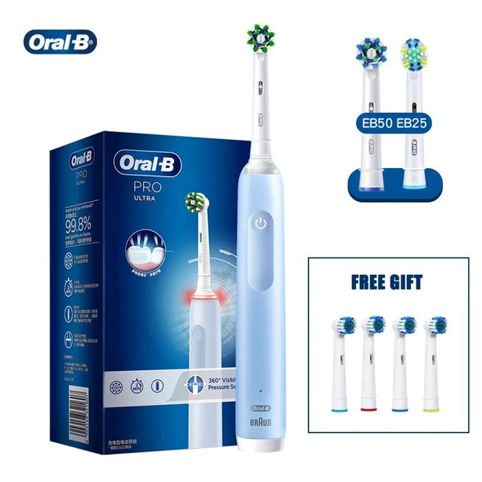 Oral B-Brosse à Dents Électrique 3D PRO 4 Ultra pour Adulte,Indicateur ...