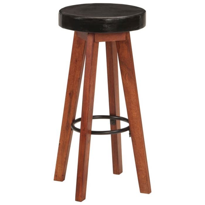 Tabourets de bar - 2 pcs Cuir véritable et bois dacacia solide - 45x45x76 cm SS0000160207