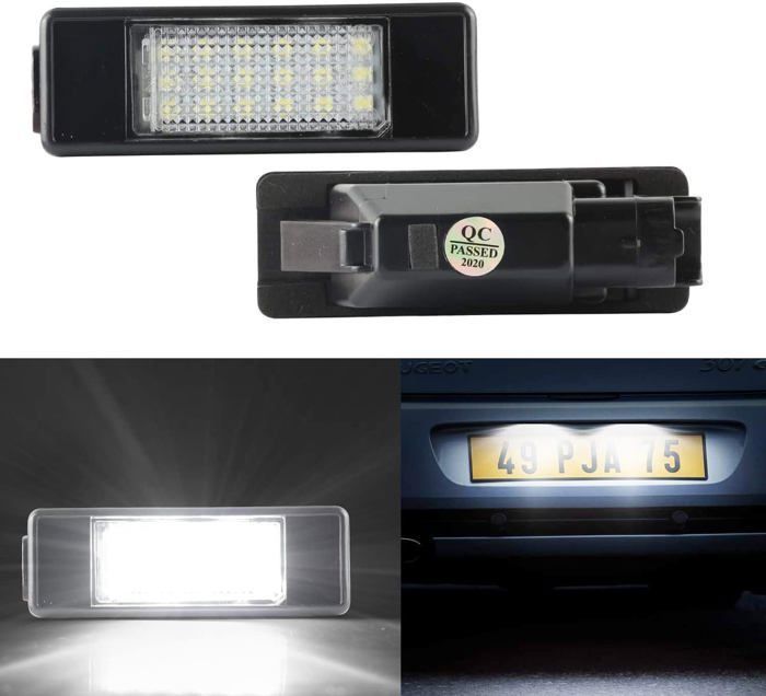 DUOMAICN 2x 18 LED SMD Éclairage Plaque D'Immatriculation 6000K - Compatible Peugeot 106 207 307 308 Et Citroën C3 C4 C5 - CANBUS