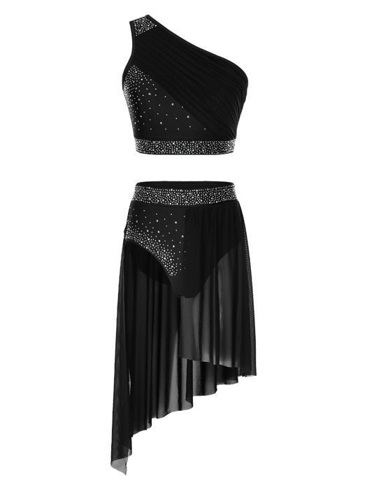 AISLOR Femmes Tenue Danses Latine - Ensemble Jupe et Haute Danse Lyrique Moderne - Adulte Costume Danse Jazz Tango Dancewear