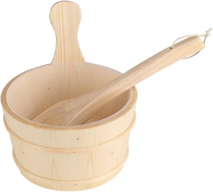 Seau En Bois 5L Avec Poignée - Wooden World - Idéal Pot De Fleurs Ou Sauna