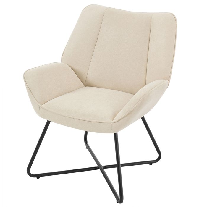 Fauteuil Relax ML DESIGN Moderne Liv - Beige Lin, Repose-pieds Et Accoudoirs Réglables