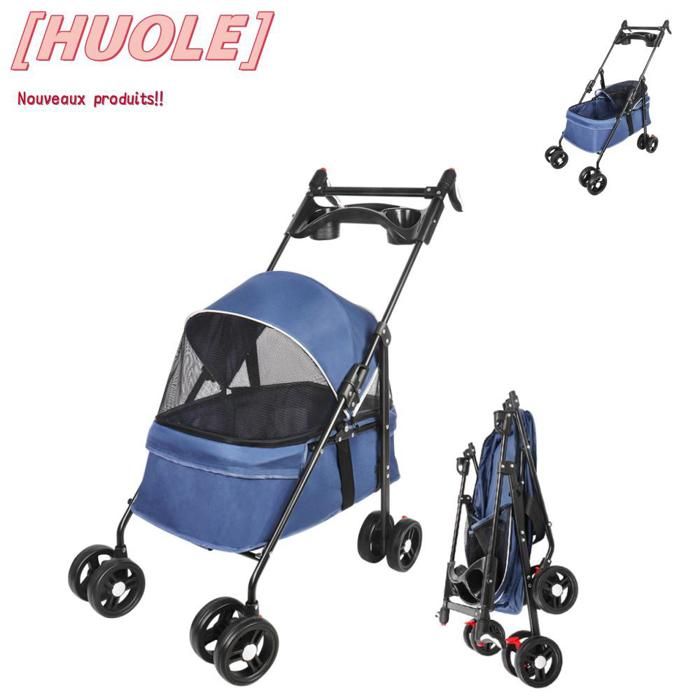 Comparer les prix de HUOLE Poussette multifonctionnelle pour animaux de compagnie - Pliable - Spacieuse - Coussin souple - 50*70*95cm.