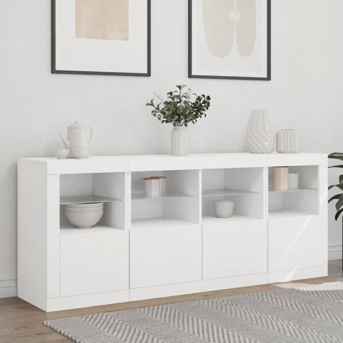 Bon plan Buffet bahut vaisselier - JILI HOT - Buffet avec lumières LED - blanc 163x37x67cm - commode Salon/Cuisine Thome7175911